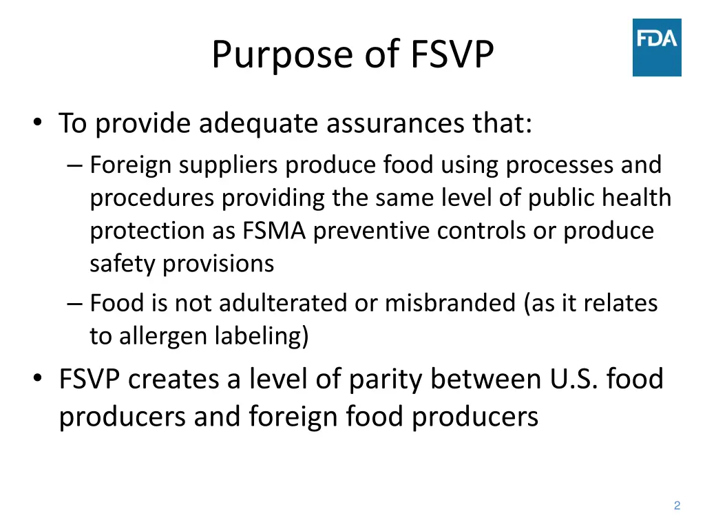purpose of fsvp