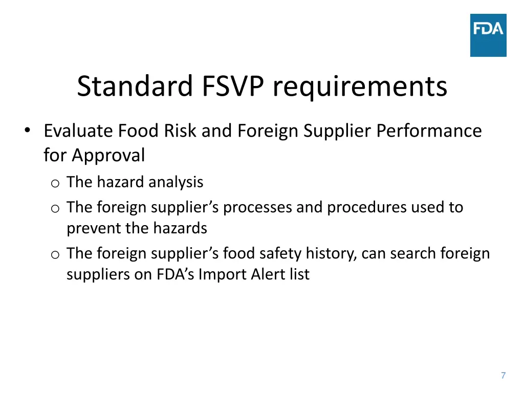 standard fsvp requirements 1