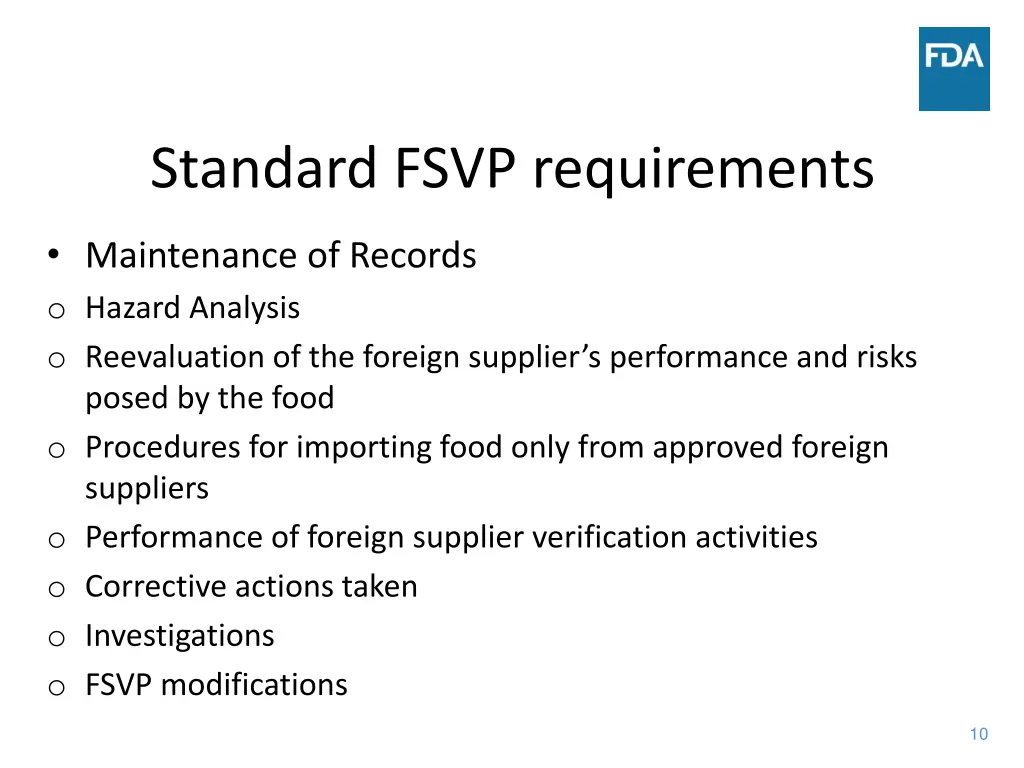 standard fsvp requirements 4