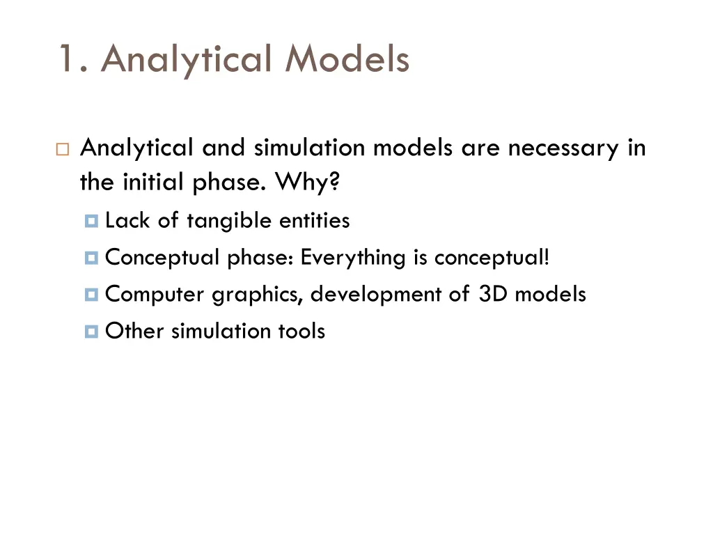 1 analytical models