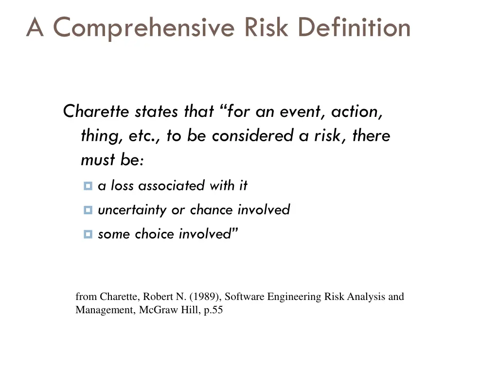 a comprehensive risk definition