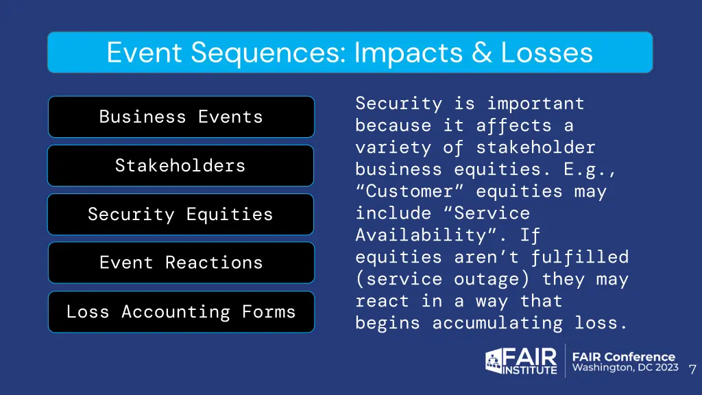 event sequences impacts losses