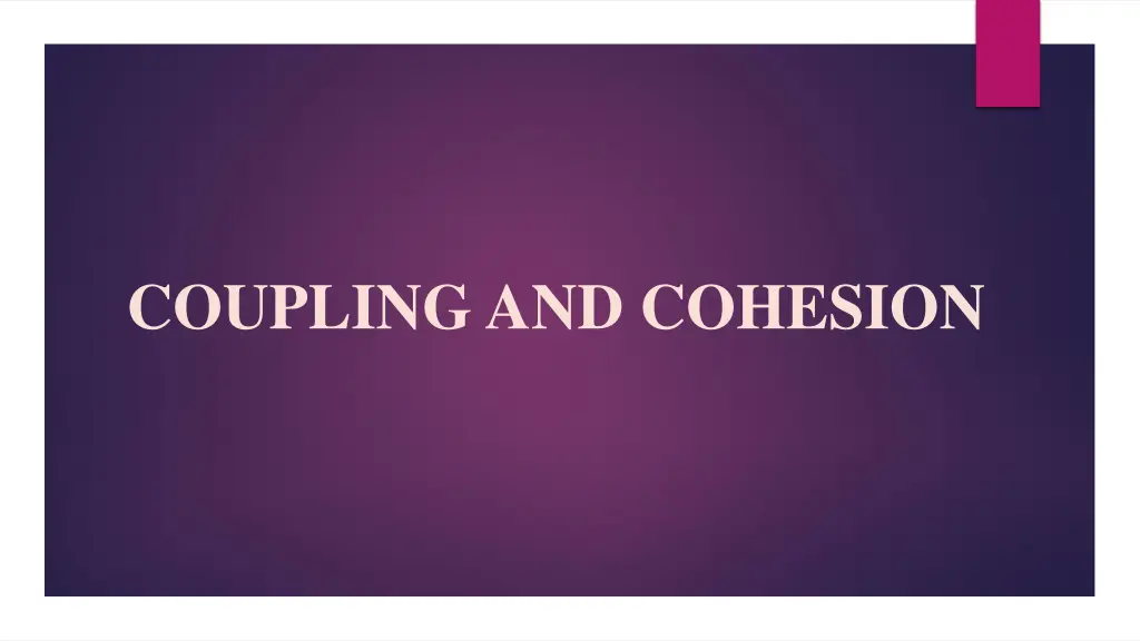 coupling and cohesion