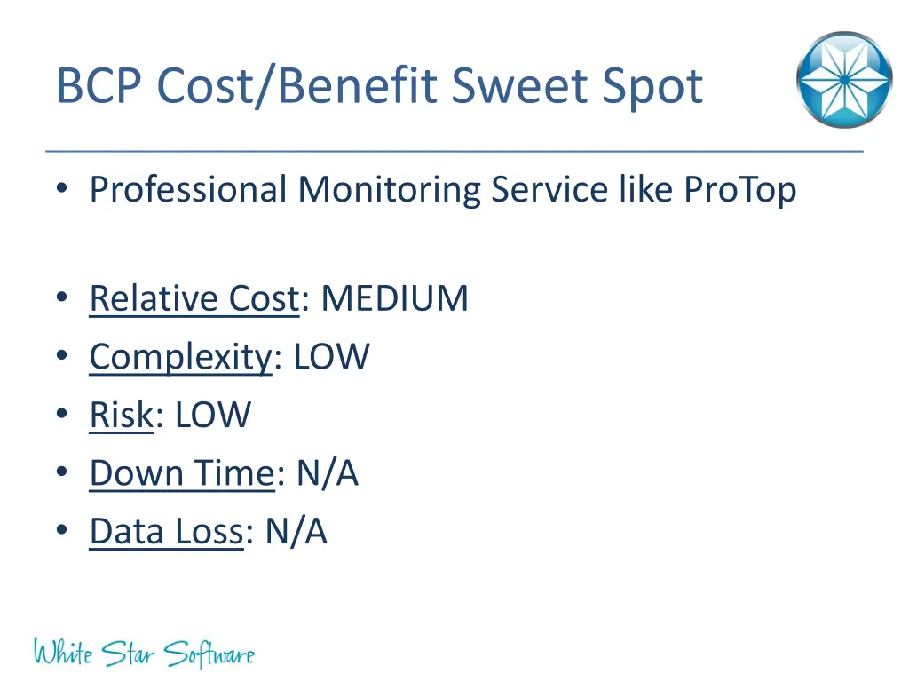 bcp cost benefit sweet spot 1