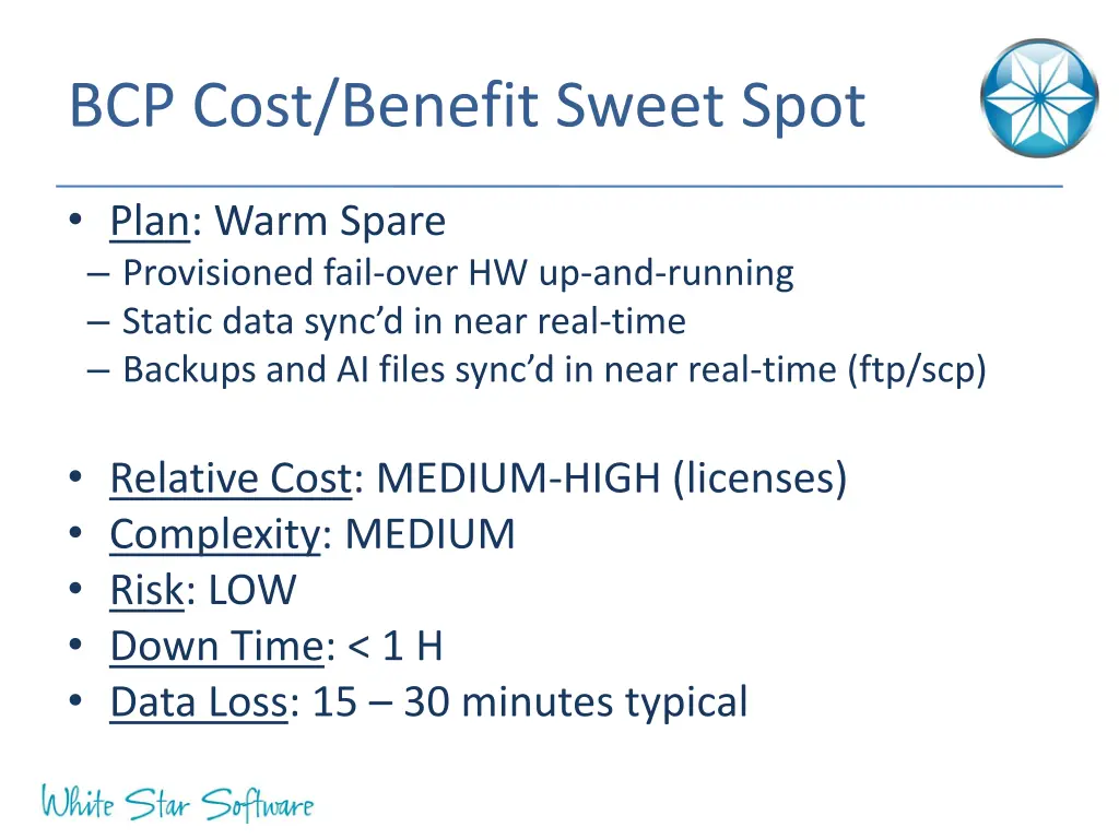 bcp cost benefit sweet spot 3