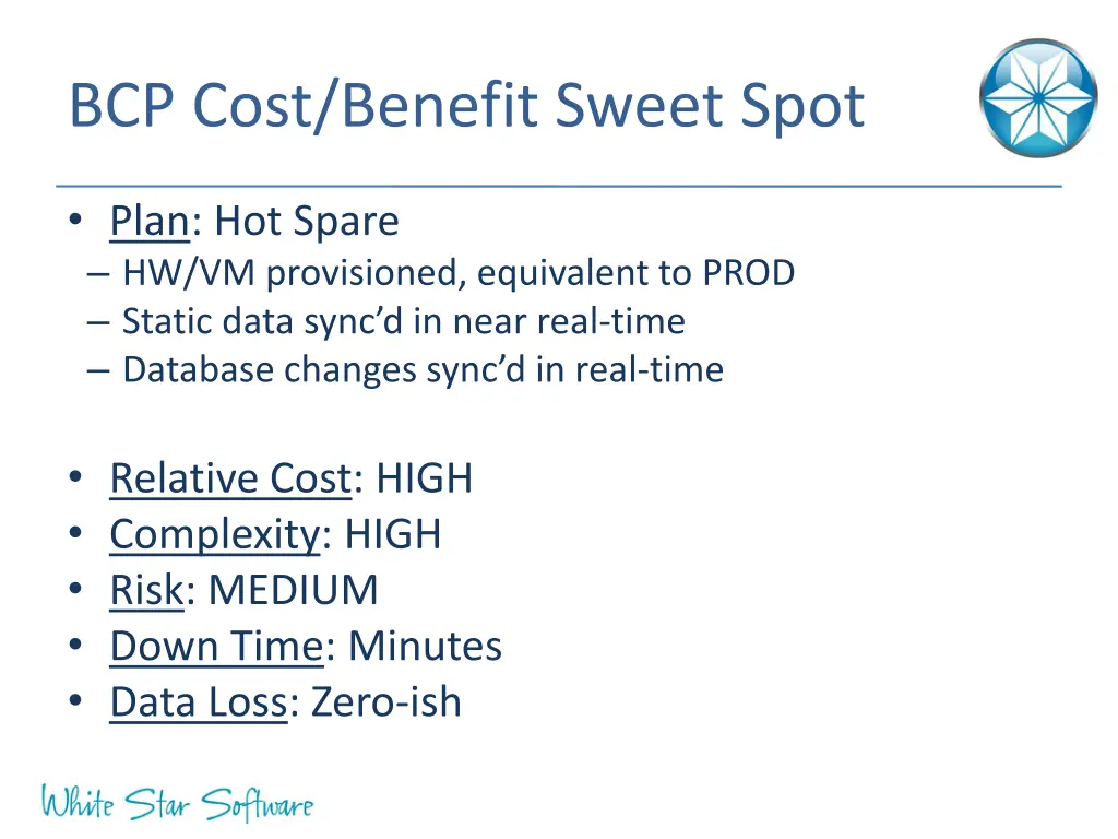 bcp cost benefit sweet spot 4