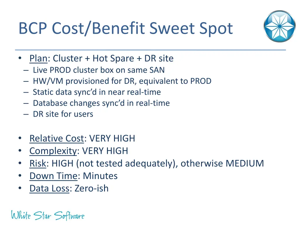 bcp cost benefit sweet spot 5