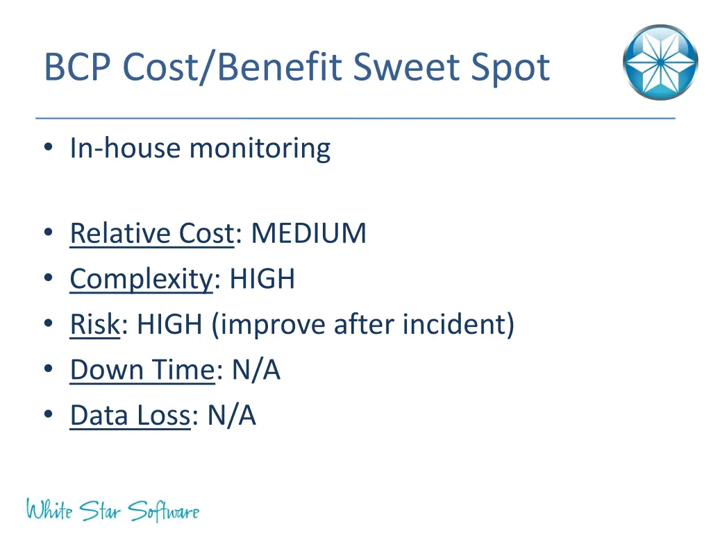 bcp cost benefit sweet spot