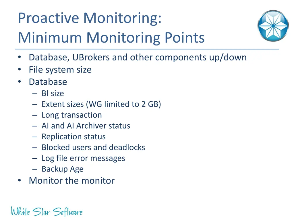 proactive monitoring minimum monitoring points