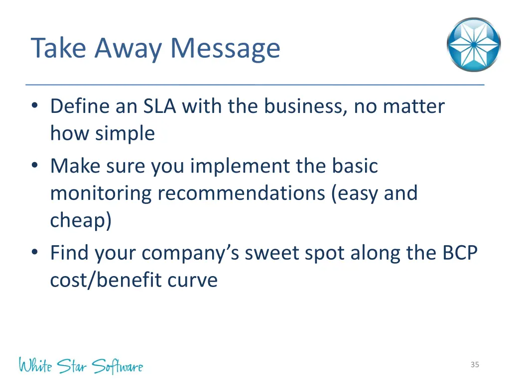 take away message