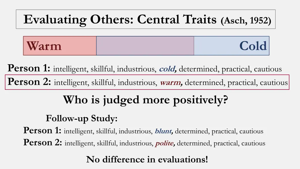 evaluating others central traits asch 1952