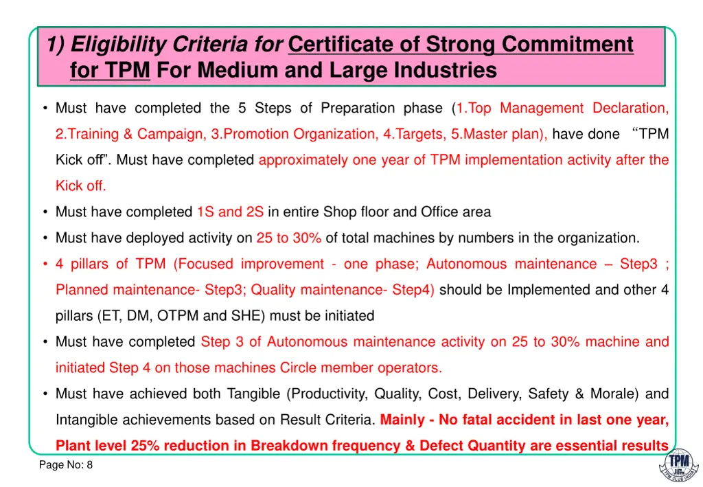 1 eligibility criteria for certificate of strong