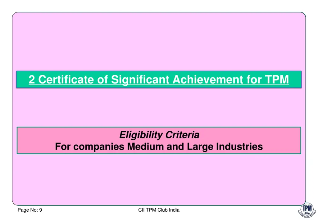 2 certificate of significant achievement for tpm