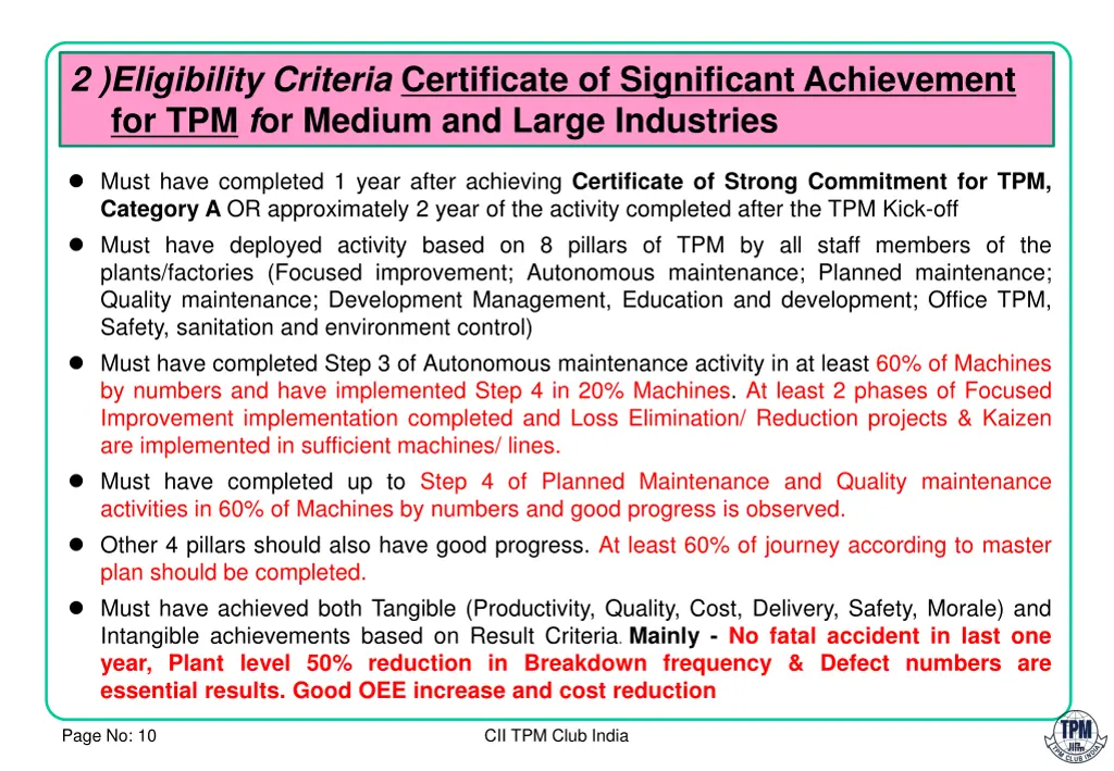 2 eligibility criteria certificate of significant