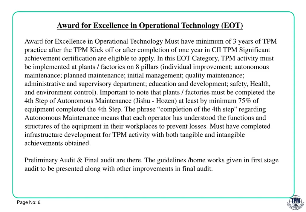 award for excellence in operational technology eot