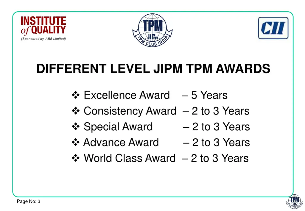 different level jipm tpm awards