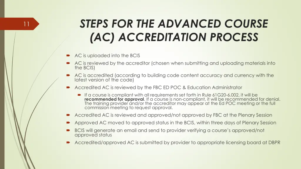 steps for the advanced course ac accreditation