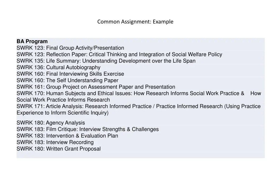 common assignment example 1