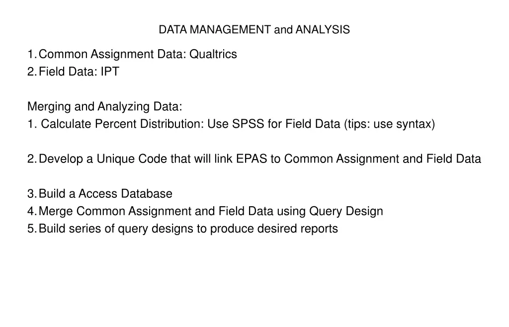 data management and analysis