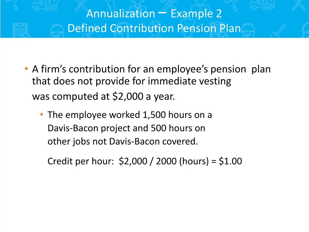 annualization example 2 defined contribution