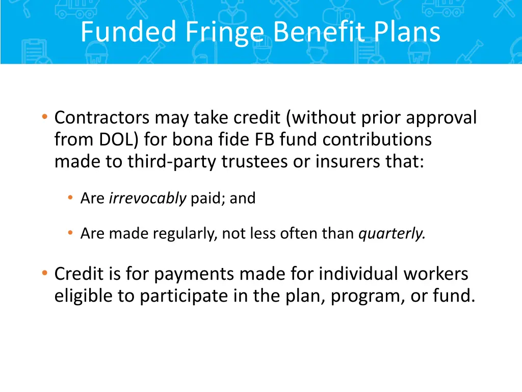 funded fringe benefit plans