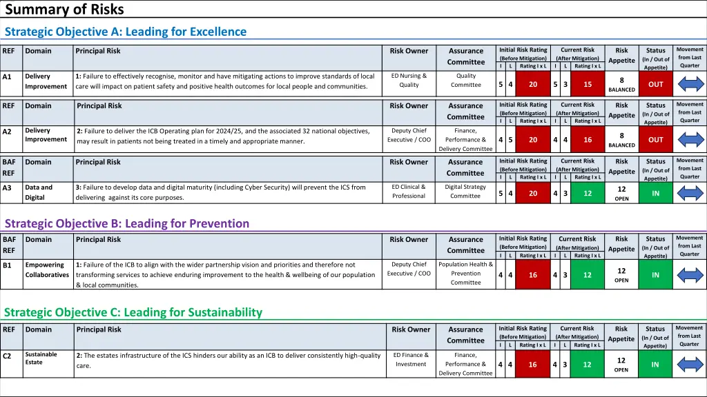 summary of risks
