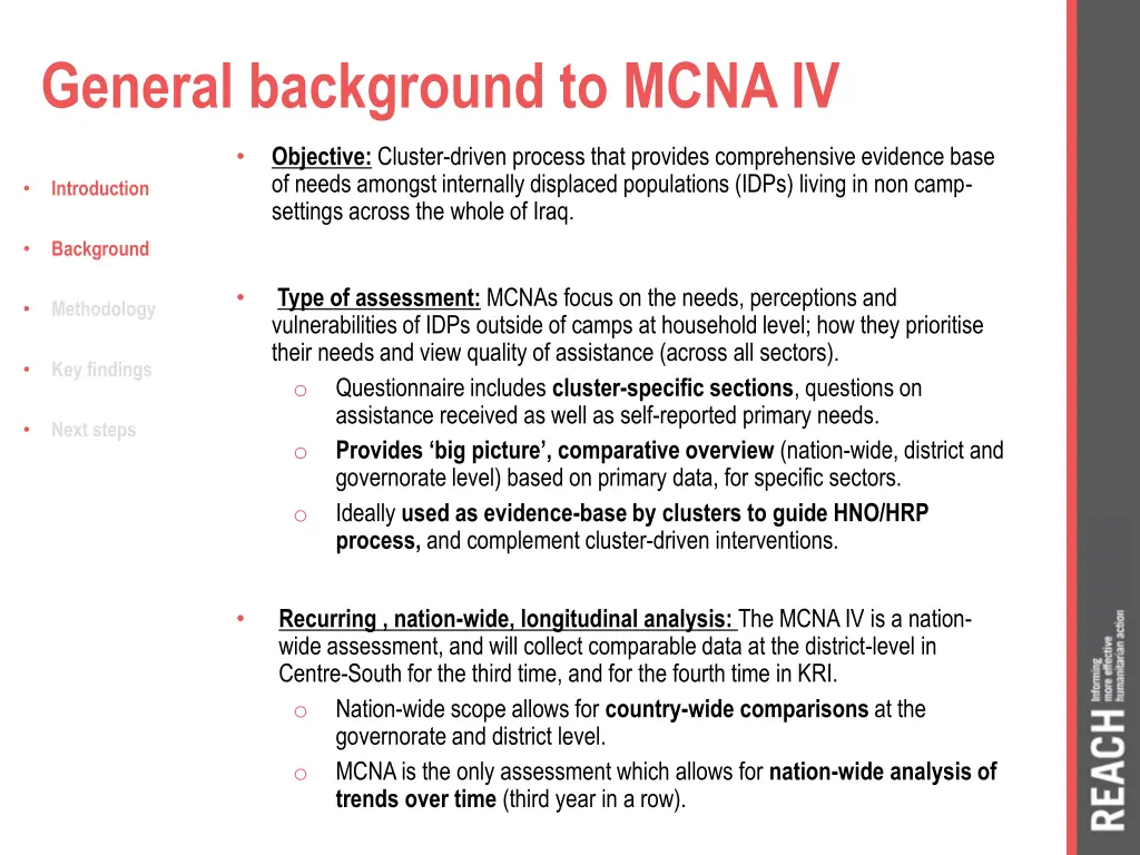 general background to mcna iv