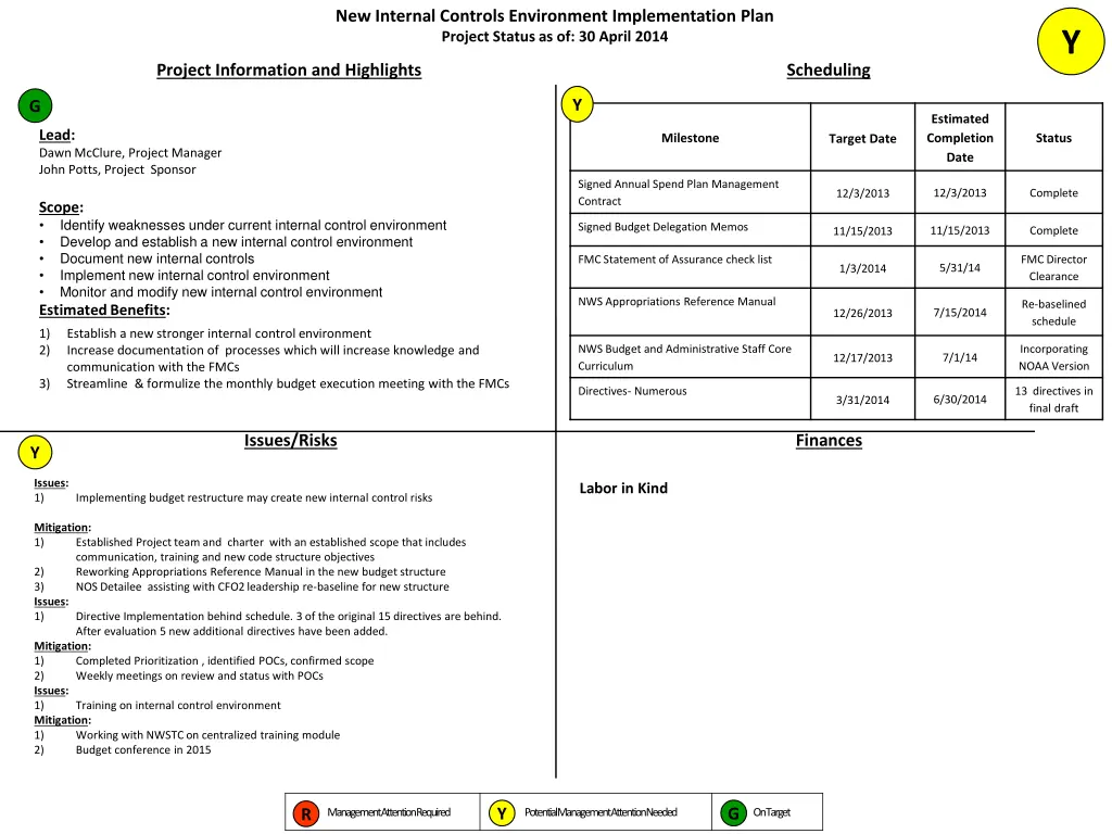 new internal controls environment implementation