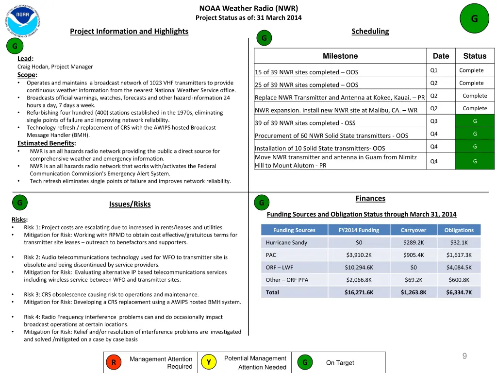 noaa weather radio nwr project status