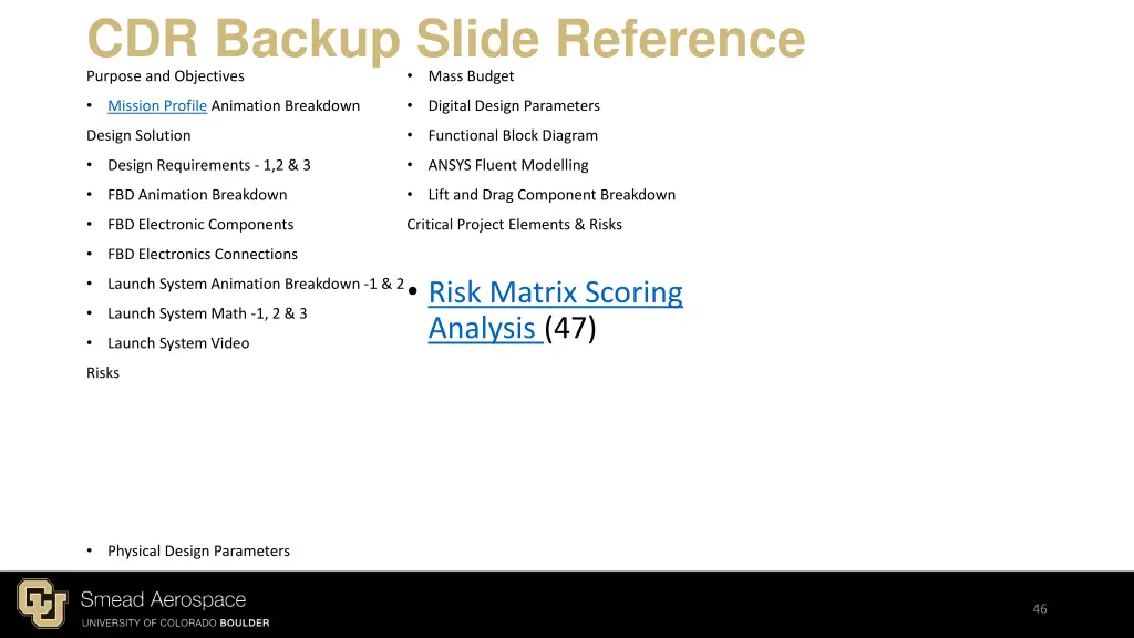 cdr backup slide reference purpose and objectives