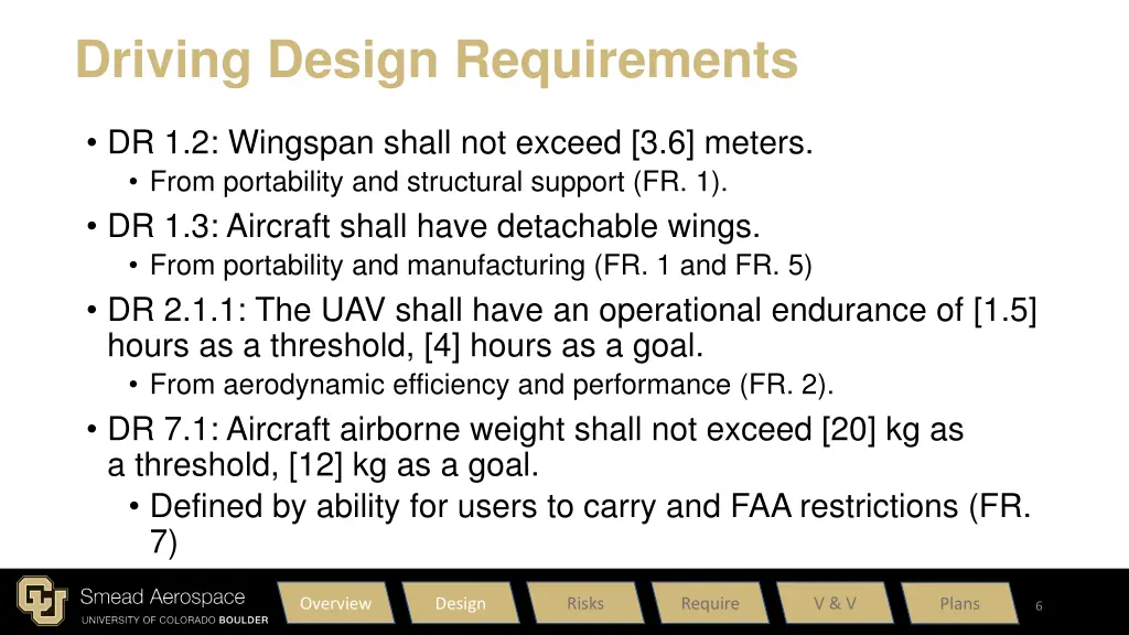 driving design requirements