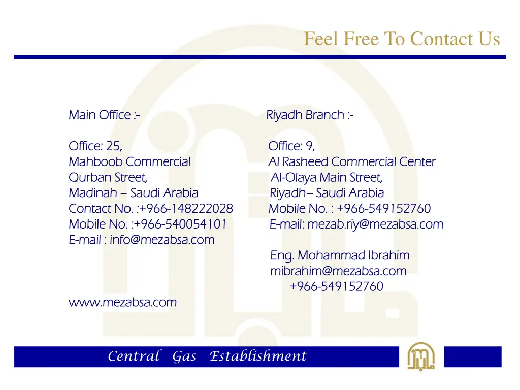 feel free to contact us