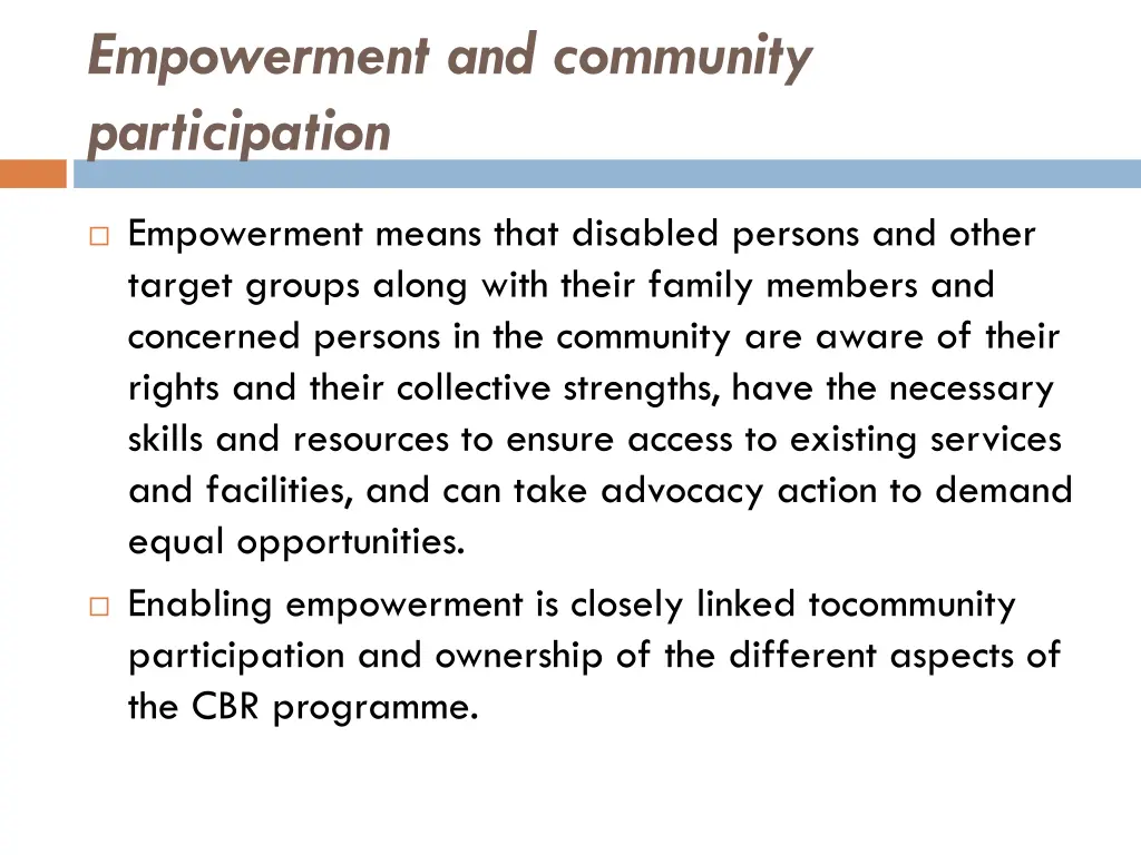 empowerment and community participation