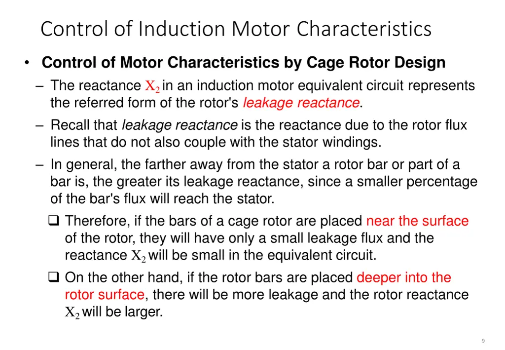 control of induction motor characteristics