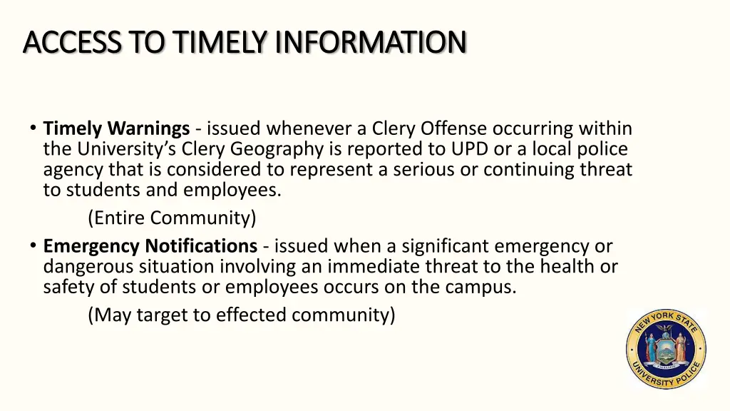 access to timely information access to timely