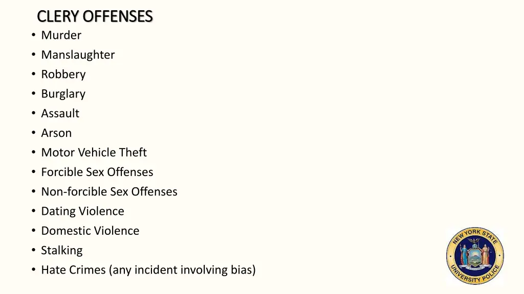 clery offenses clery offenses murder manslaughter