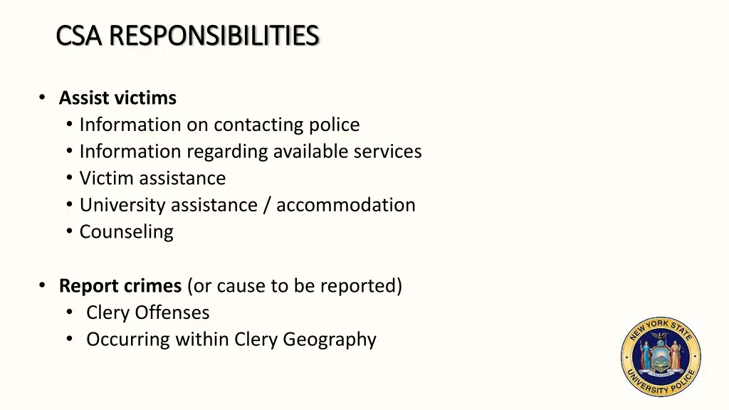csa responsibilities csa responsibilities