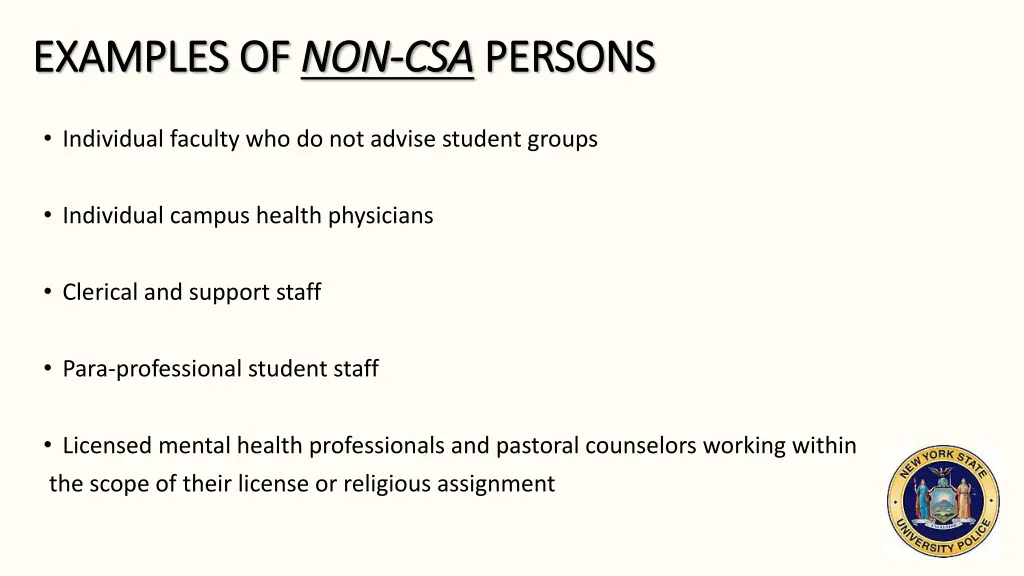 examples of examples of non