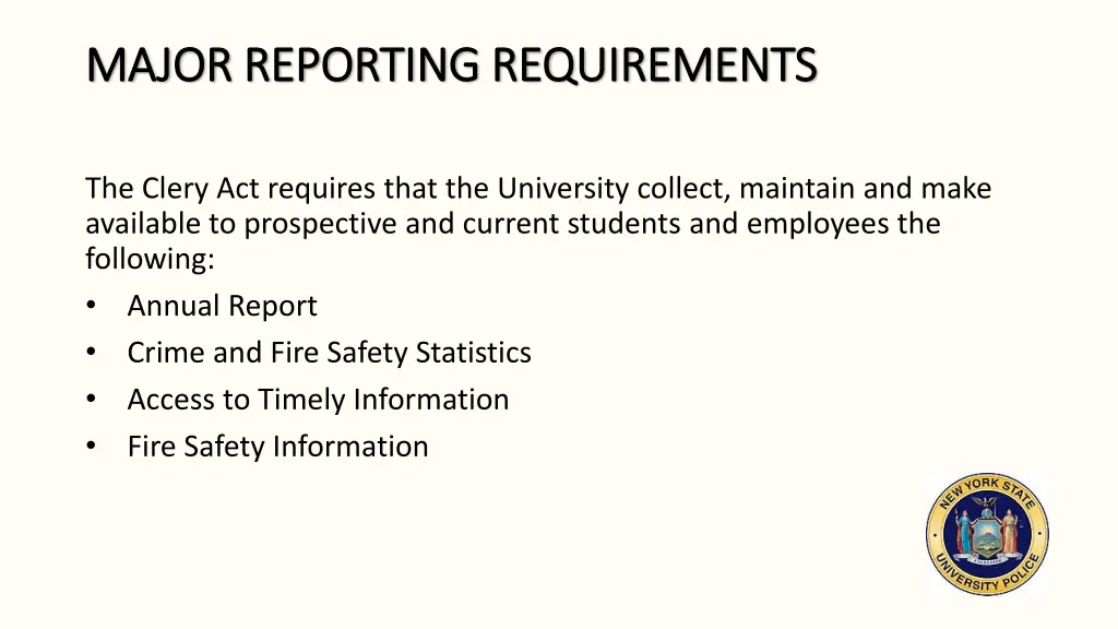 major reporting requirements major reporting