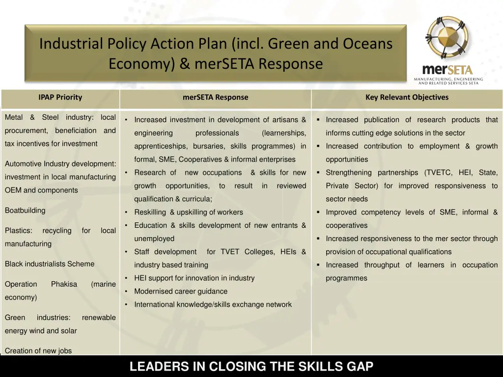 industrial policy action plan incl green