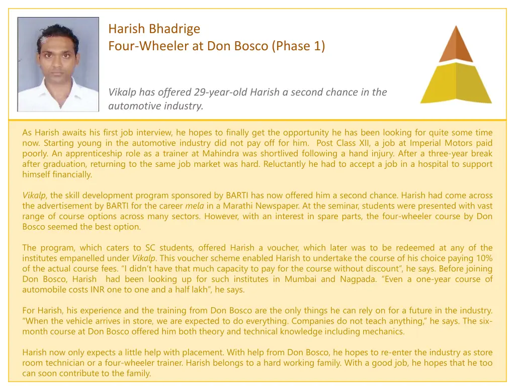 harish bhadrige four wheeler at don bosco phase 1