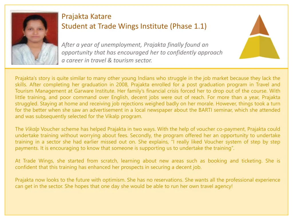 prajakta katare student at trade wings institute