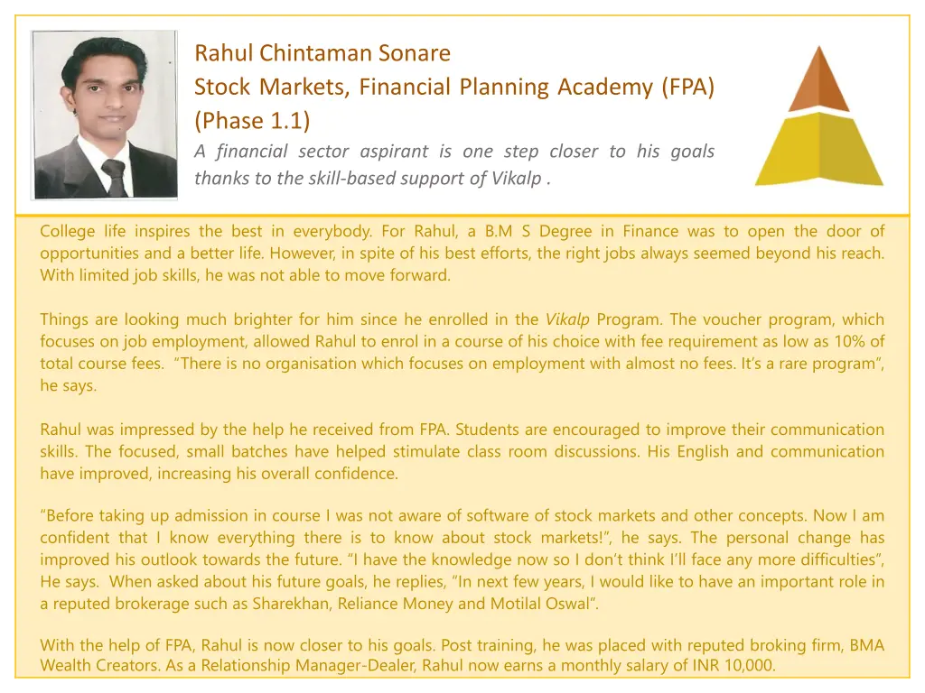 rahul chintaman sonare stock markets financial