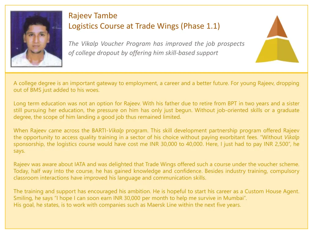 rajeev tambe logistics course at trade wings