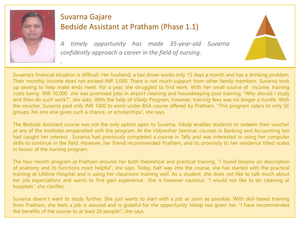 suvarna gajare bedside assistant at pratham phase