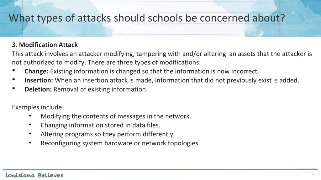 what types of attacks should schools be concerned 2