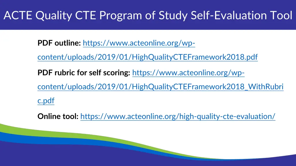 acte quality cte program of study self evaluation