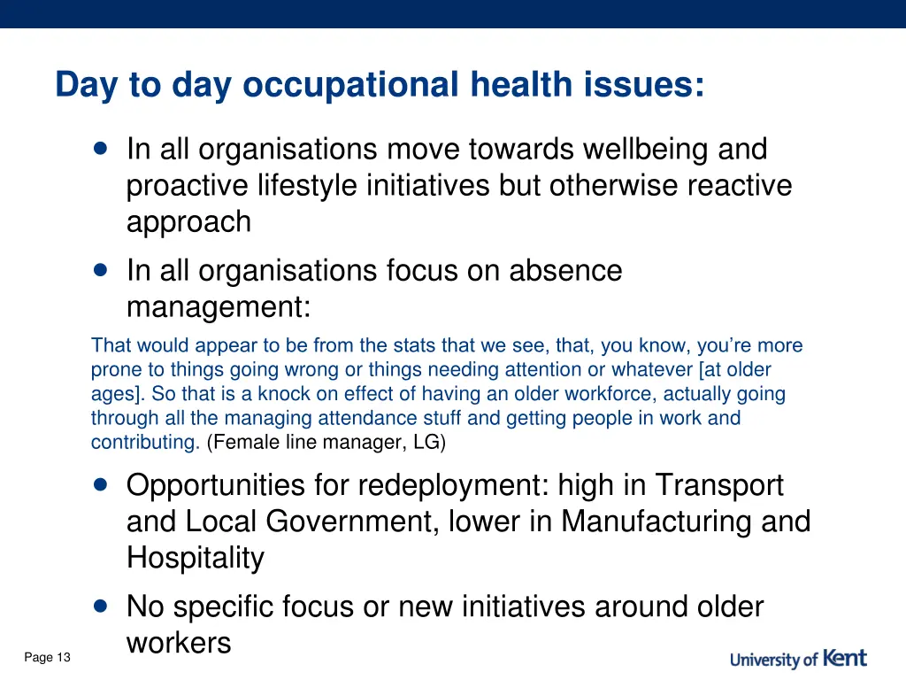 day to day occupational health issues