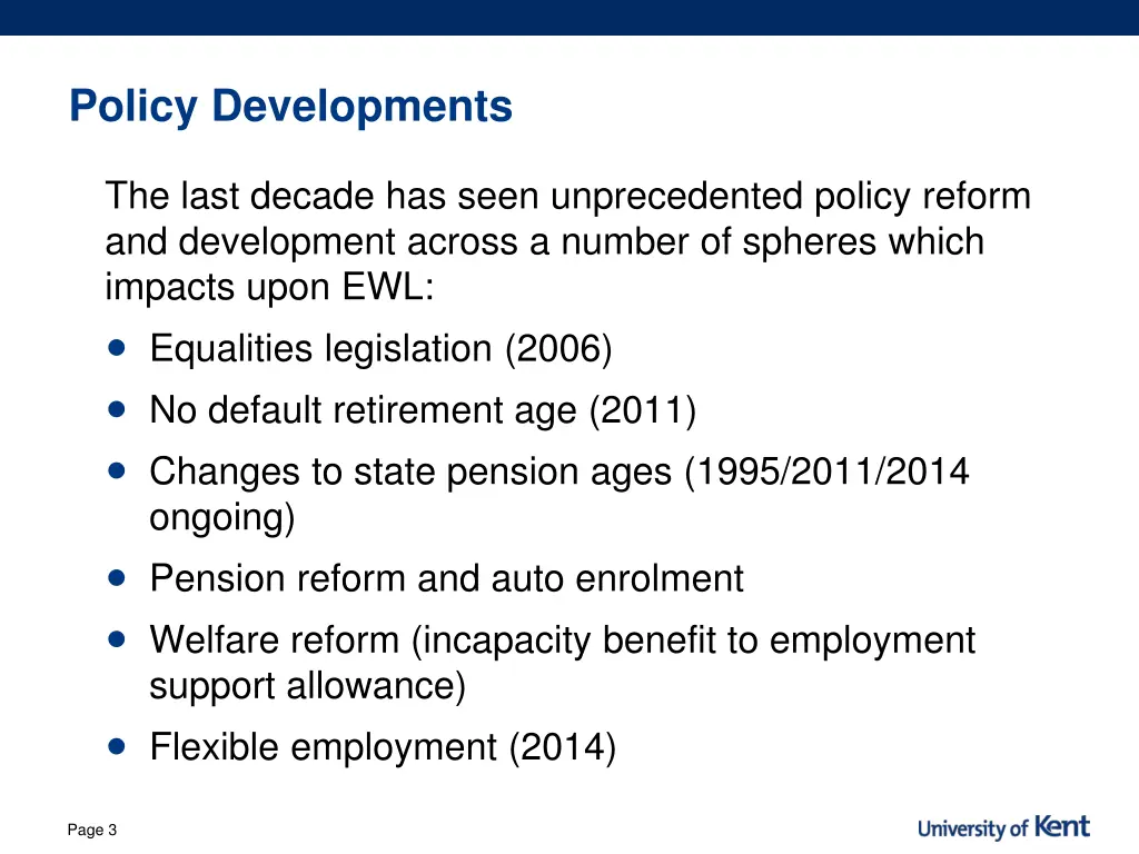 policy developments