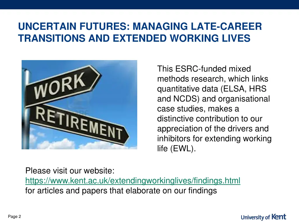uncertain futures managing late career